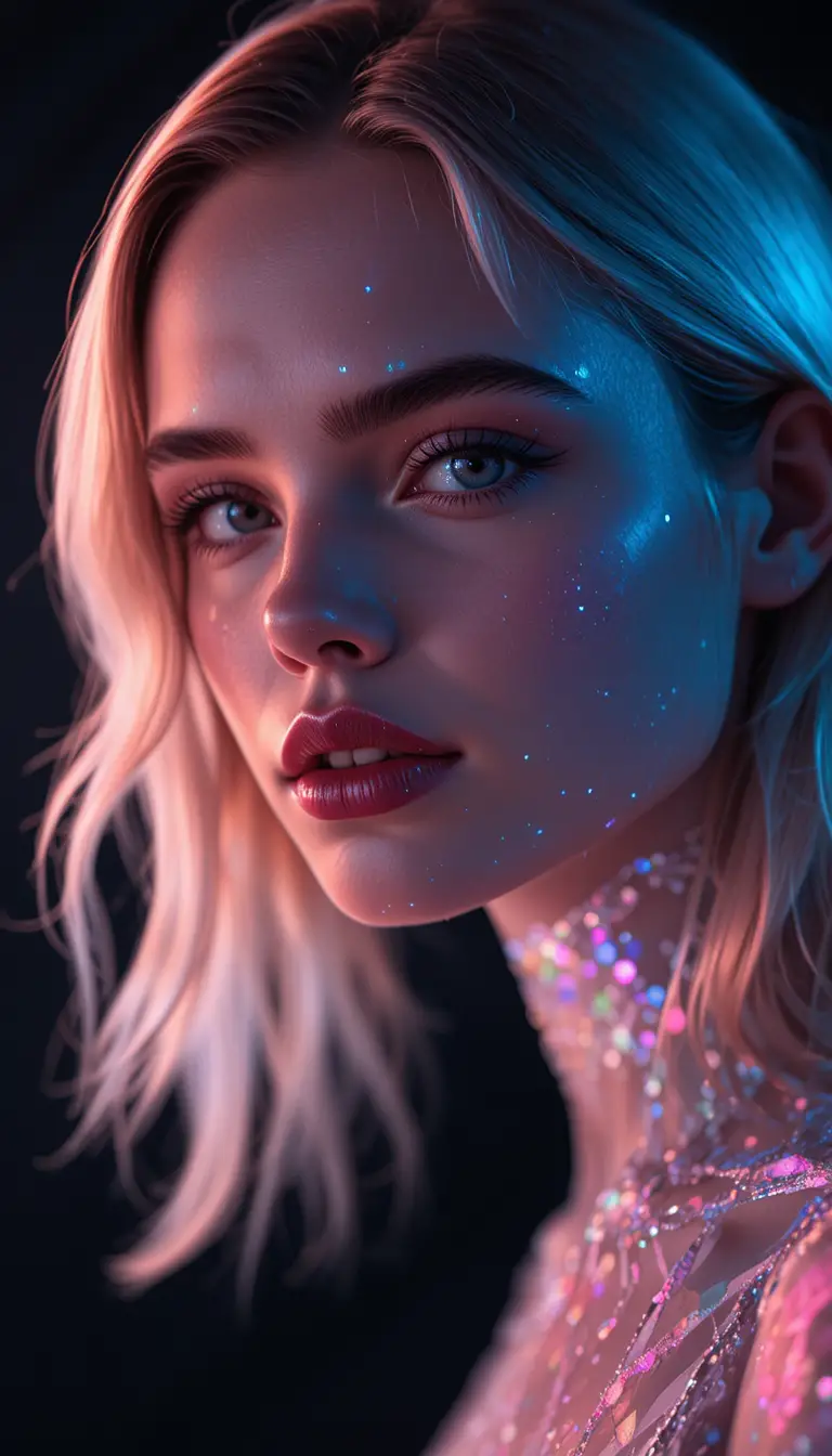 Blonde fashion model in dramatic hard light portrait