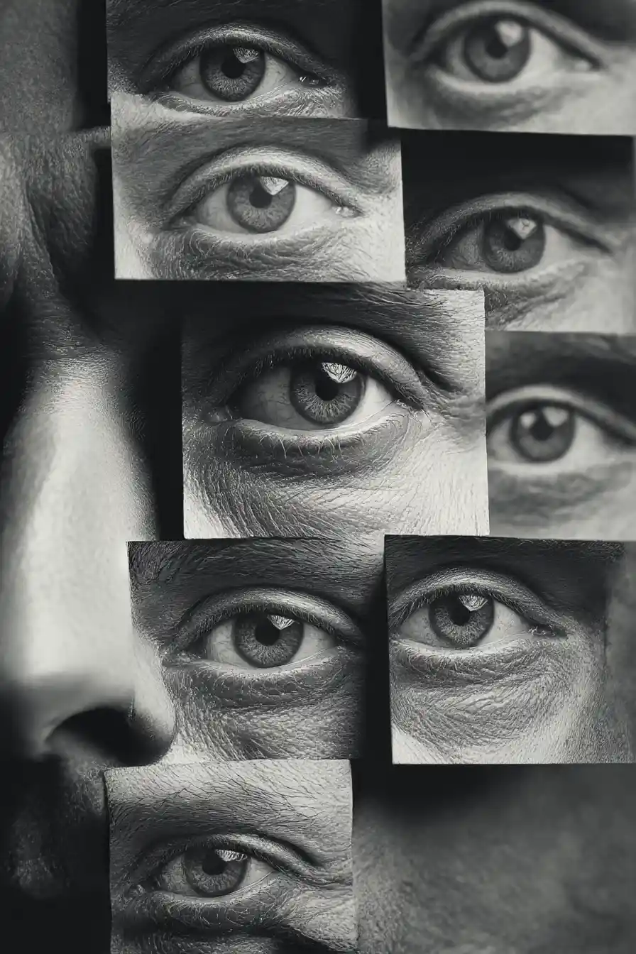 Surreal tangle of staring eyes forming a watching presence