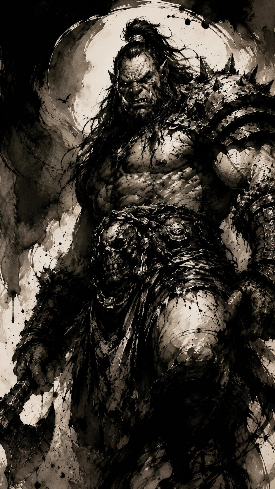 Dessin anguleux à l’encre avec clair-obscur dramatique et tension gothique