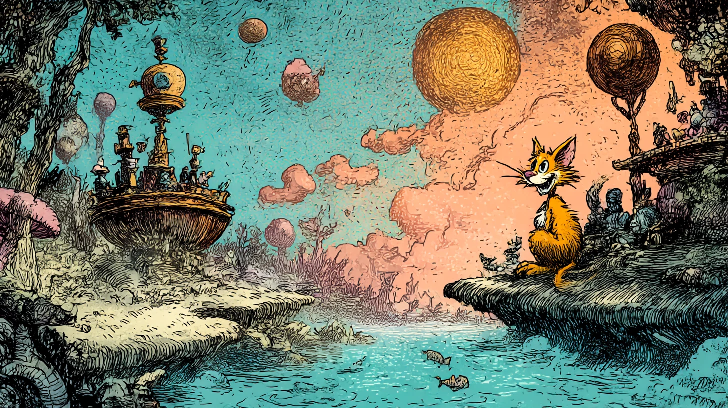 Ilustração de fantasia surreal com elegância atmosférica onírica