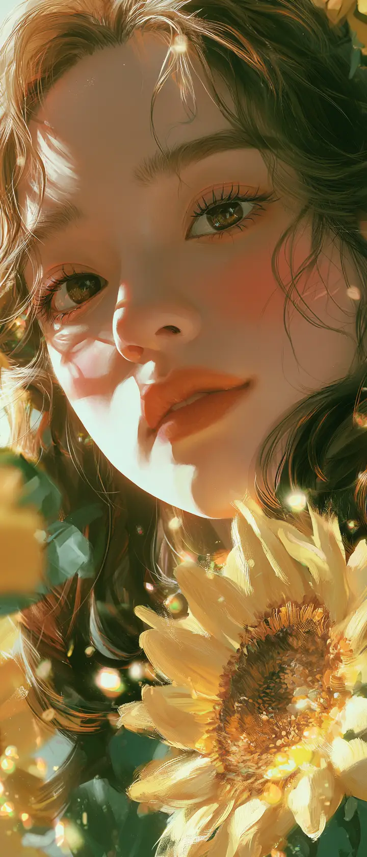 沐浴在閃耀柔光中的璀璨動漫少女肖像