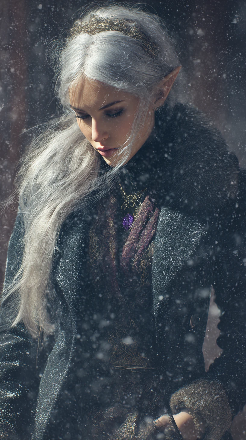 Elf queen with ghostly warrior under her command