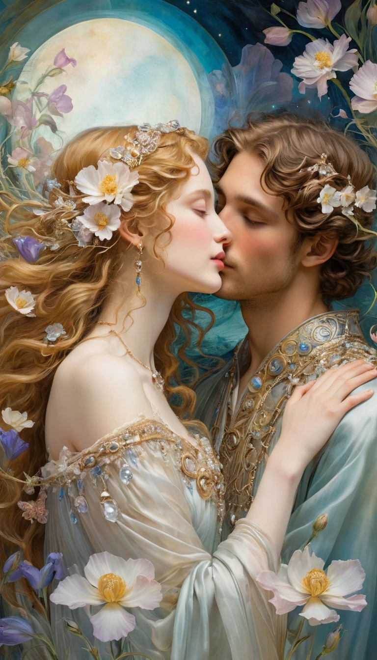 Visione romantica di pura beatitudine in un luminoso sogno floreale