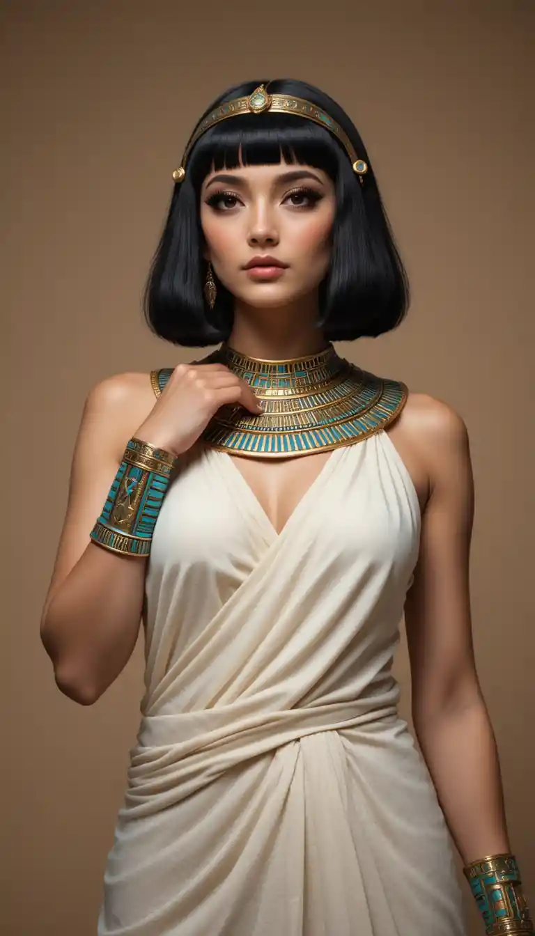 Regal Cleopatra inspired fashion portrait in studio lighting