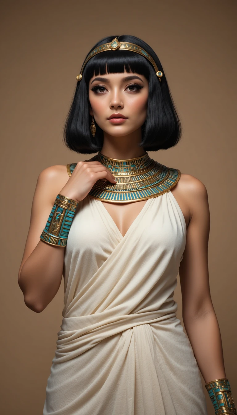 Regal Cleopatra inspired fashion portrait in studio lighting