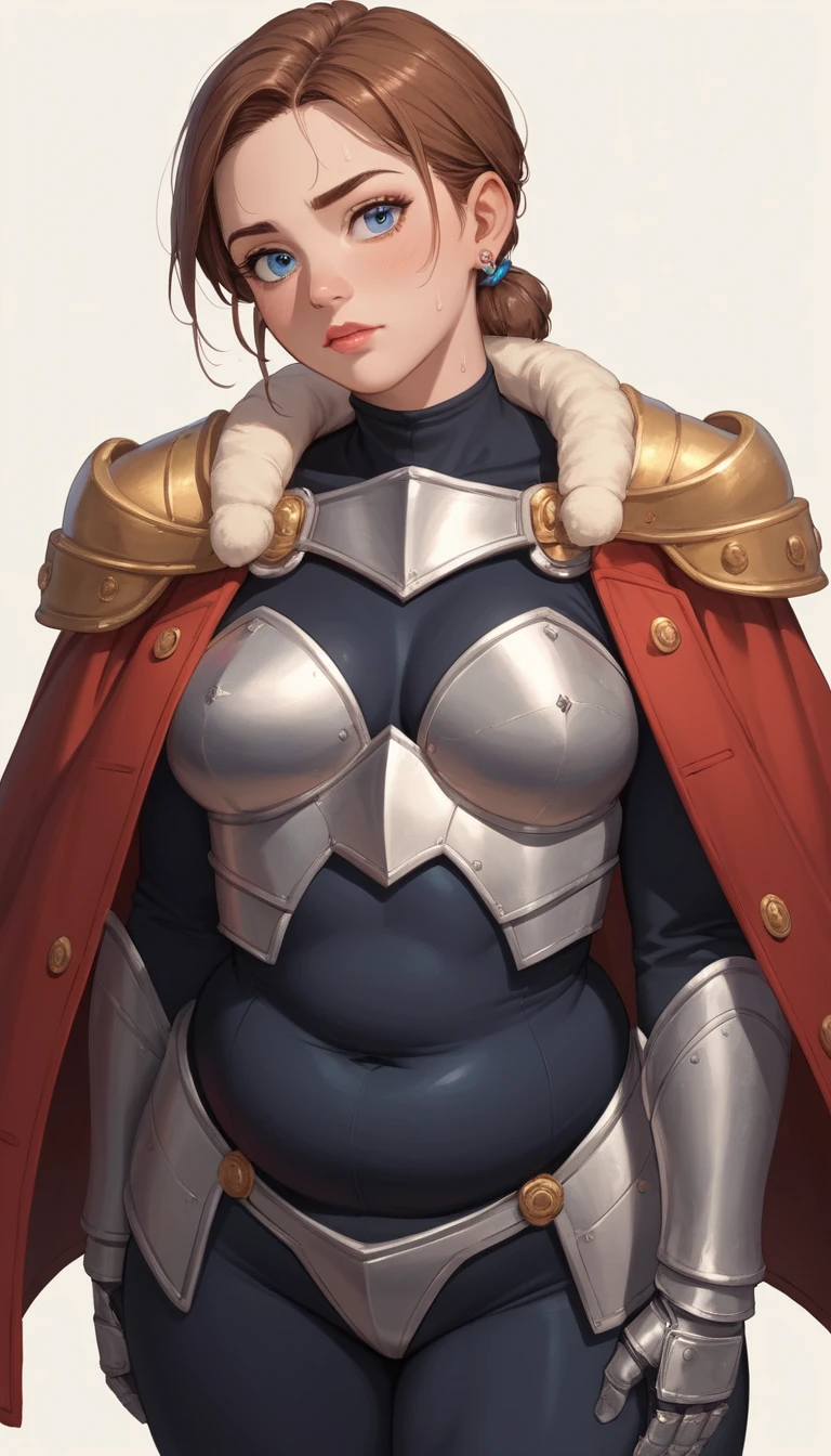 Héroïne d’anime en armure aux yeux bleus et aux cheveux sauvages