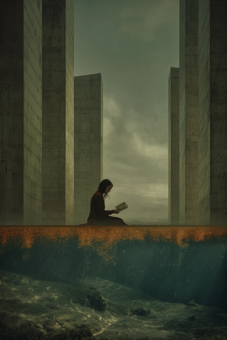 Surreale Fantasiebibliothek mit außerirdisch inspirierter Architektur