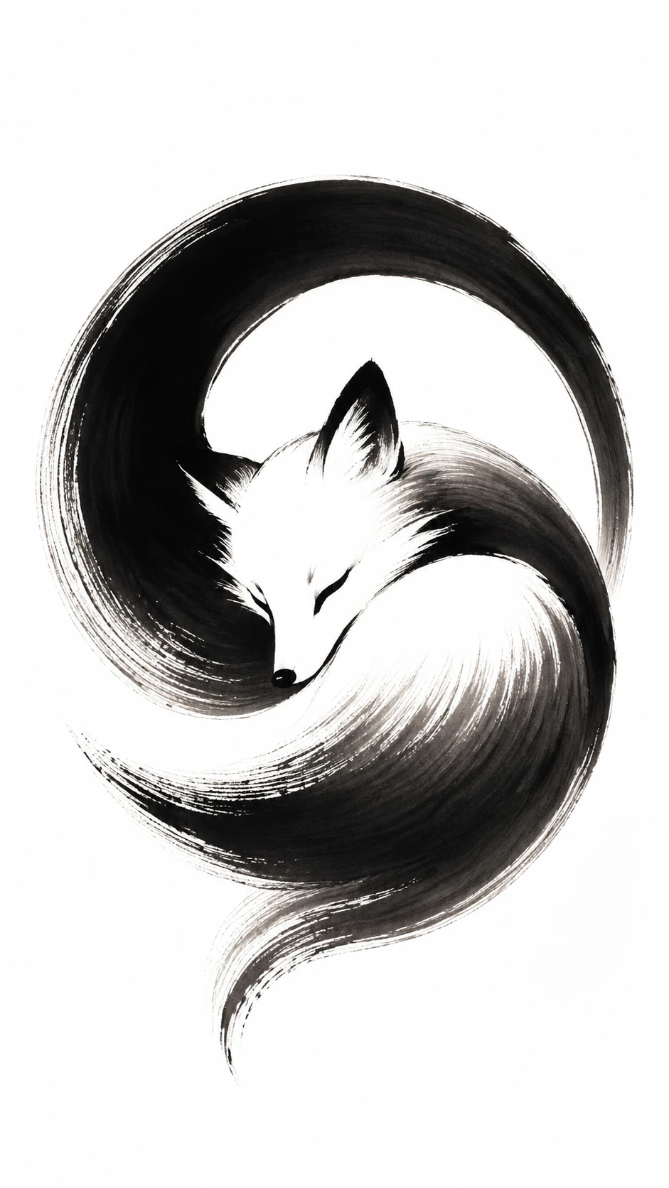 Raposa minimalista em tinta em um único traço de pincel