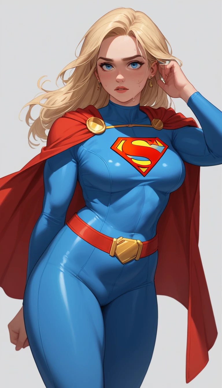 Heroína de anime sedutora com olhos azuis e cabelo liso selvagem