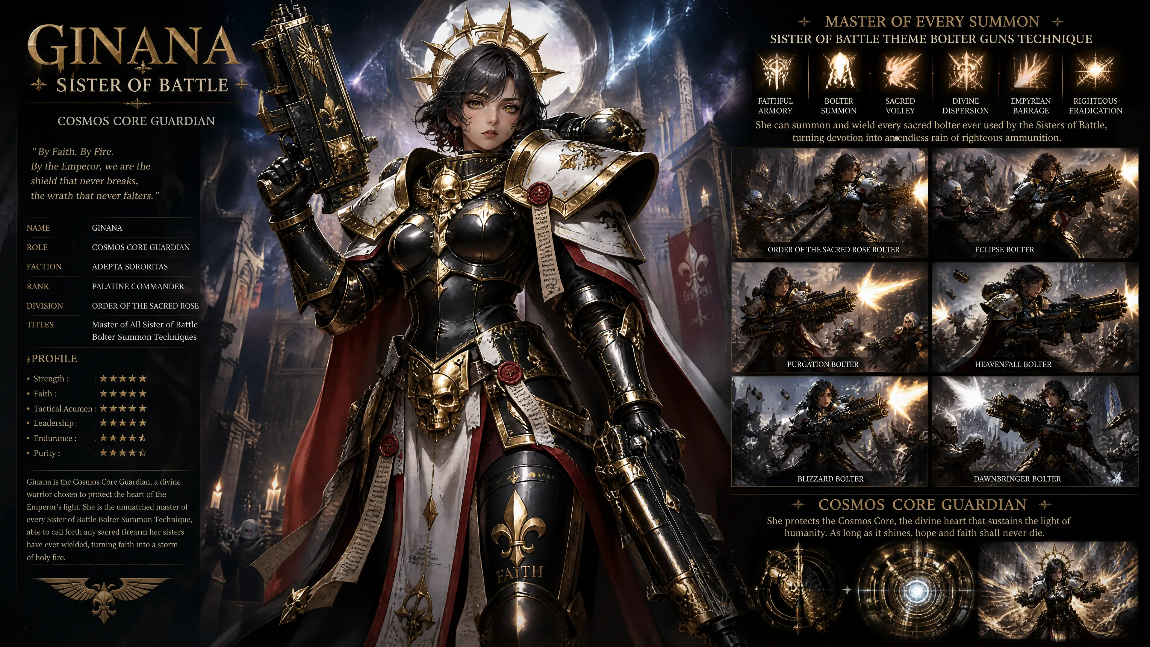 Heroic sister of battle in cosmic power armor