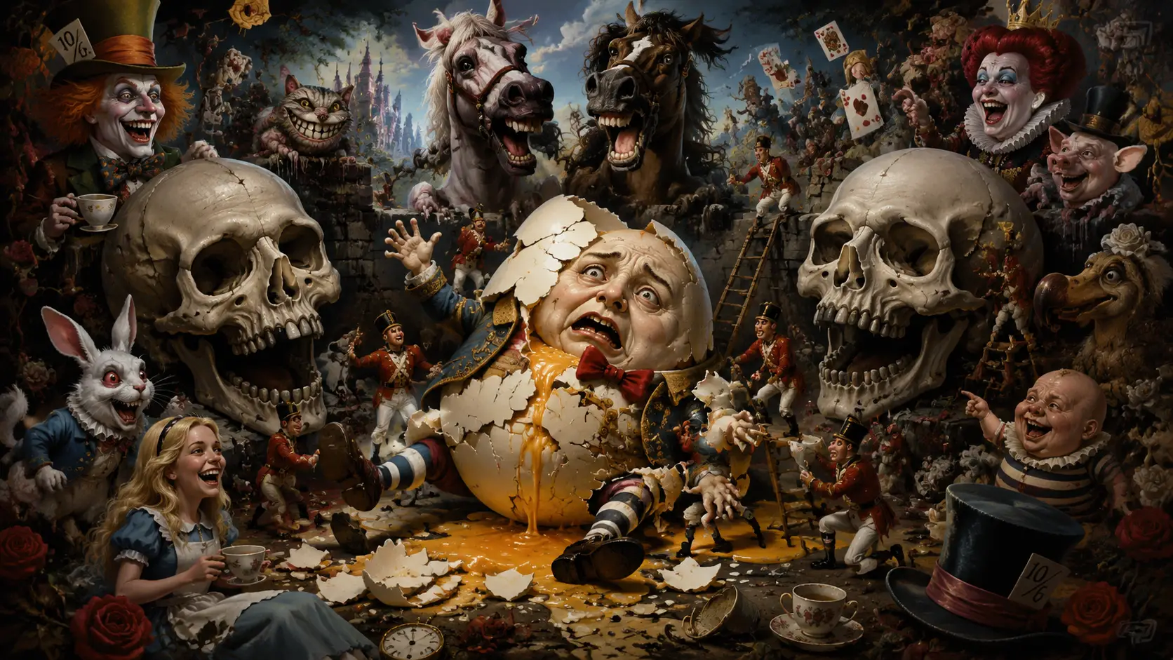 Humpty Dumpty Surreale Caduto da un Muro