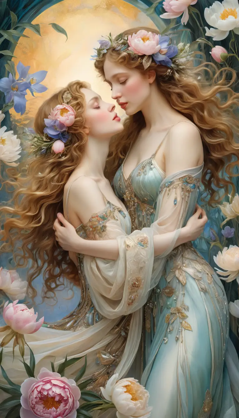 Romantic fantasy flowers glowing in crystal clear bliss