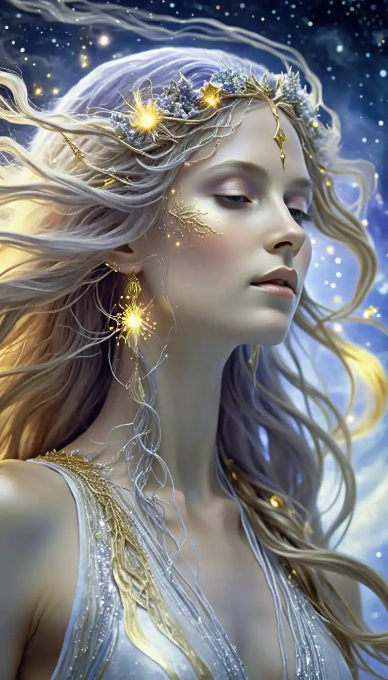 Ethereal cosmic woman of light and flowing awareness