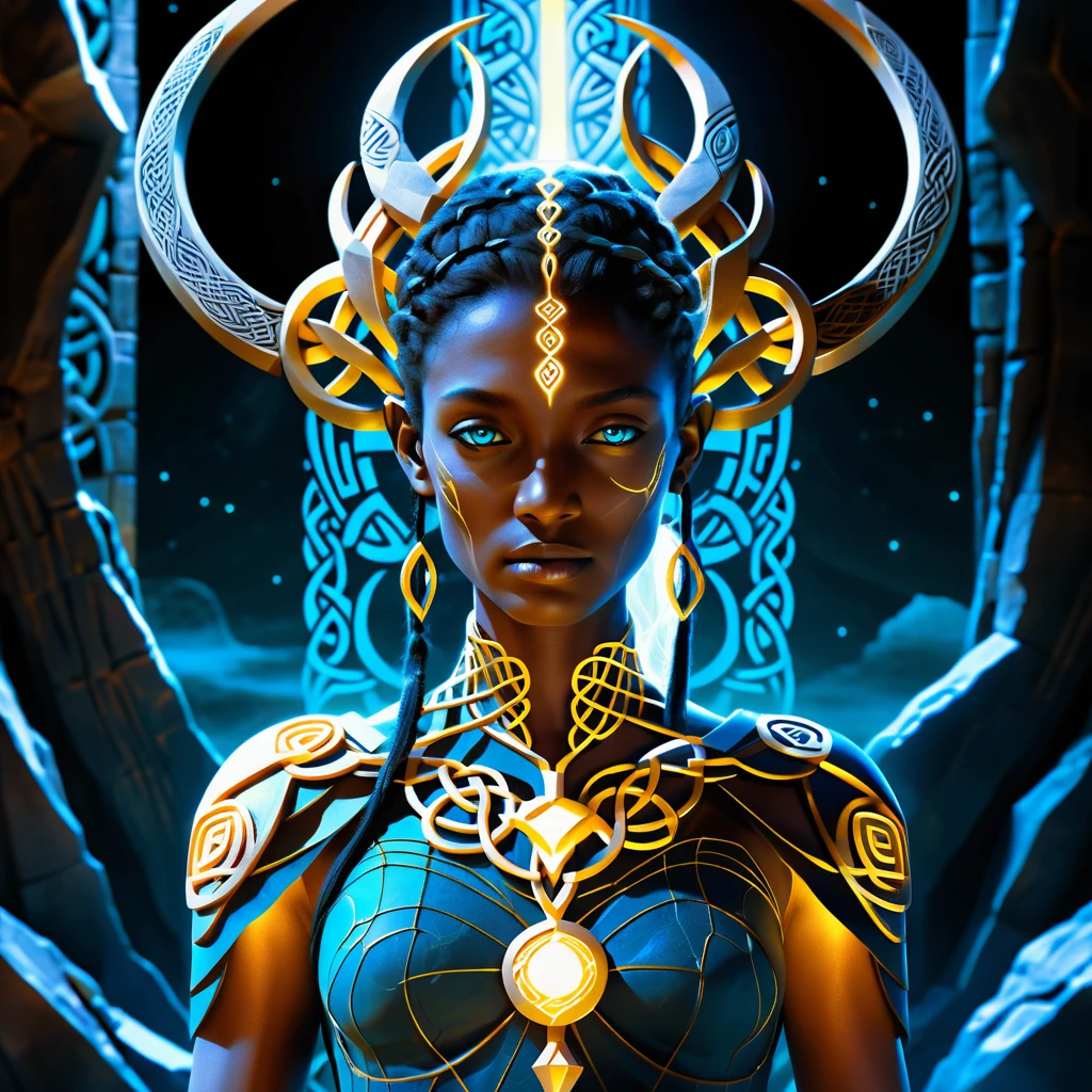Mulher mítica de ficção científica ligada às raízes de Yggdrasil