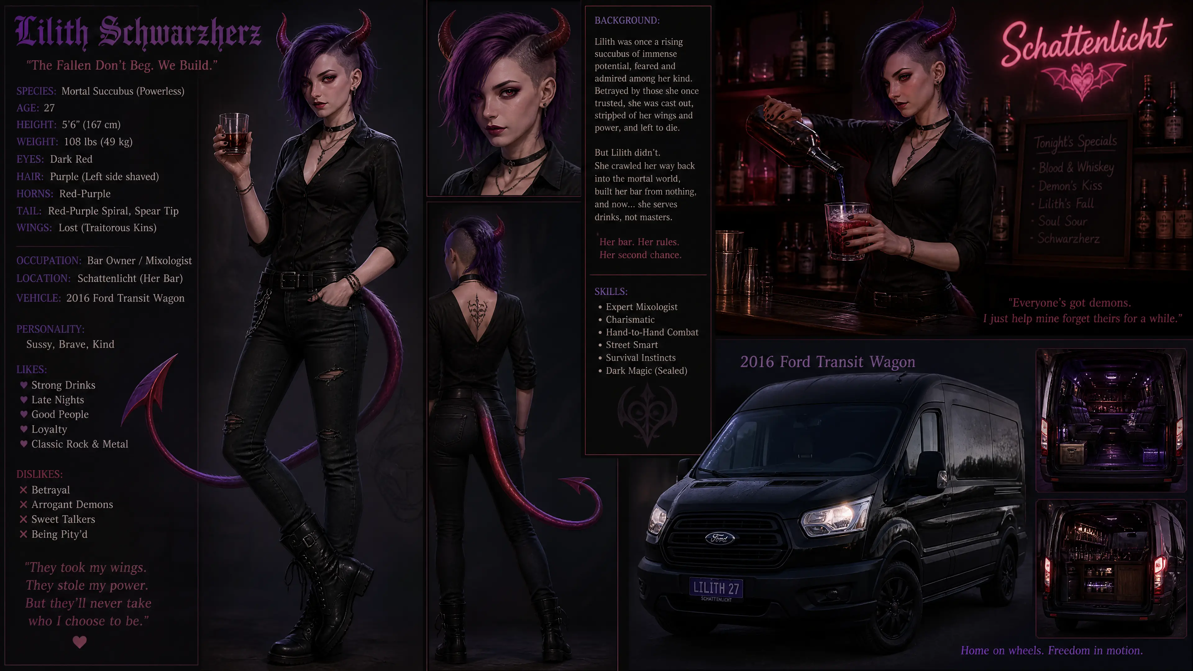 Slender Horned Succubus Woman In Casual Modern Outfit