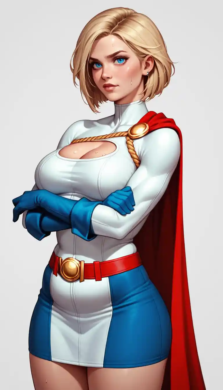 Heroína de anime sedutora com armadura e cabelo liso esvoaçante