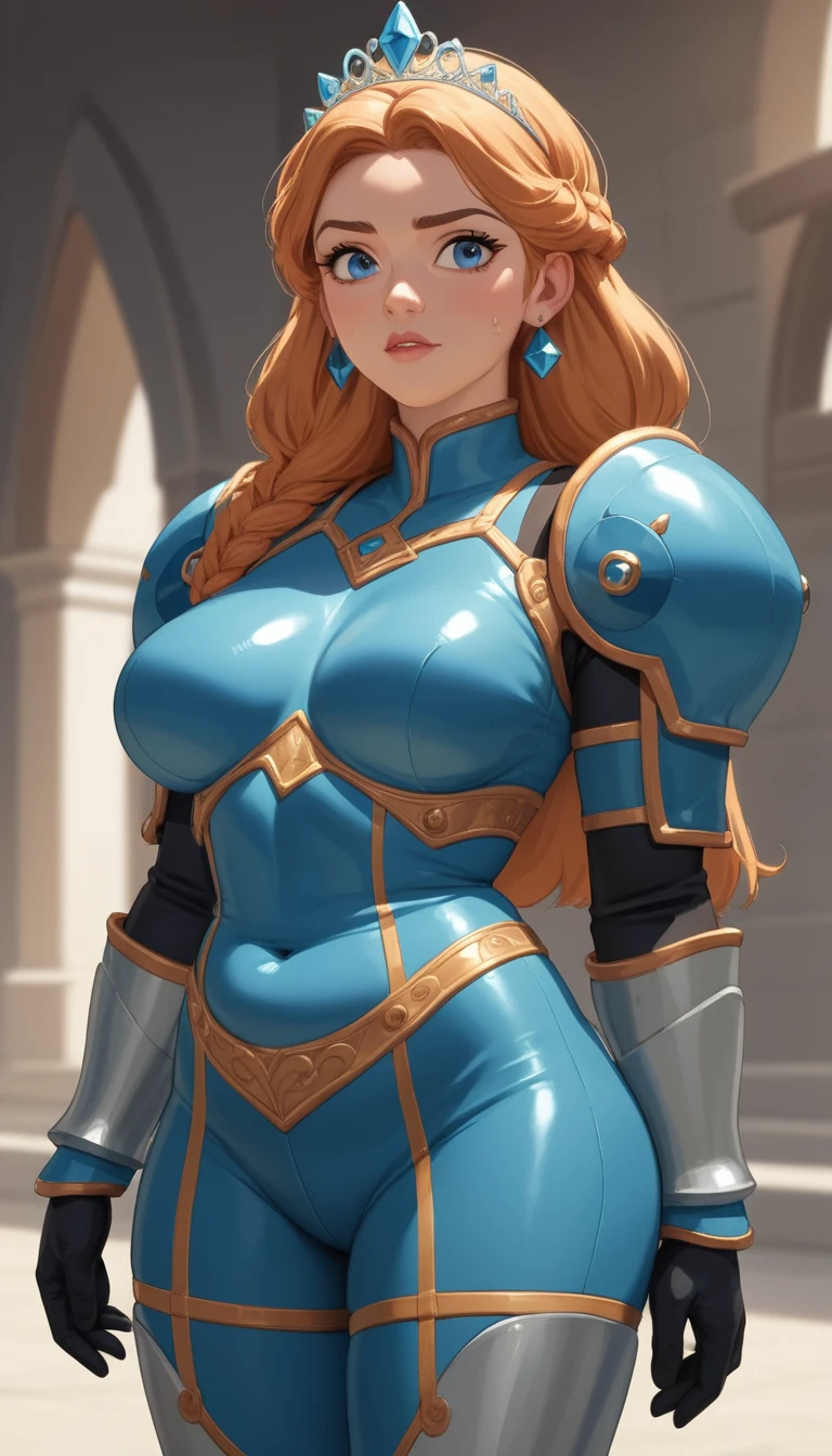 Sultry anime heroine with tiara and wild straight hair