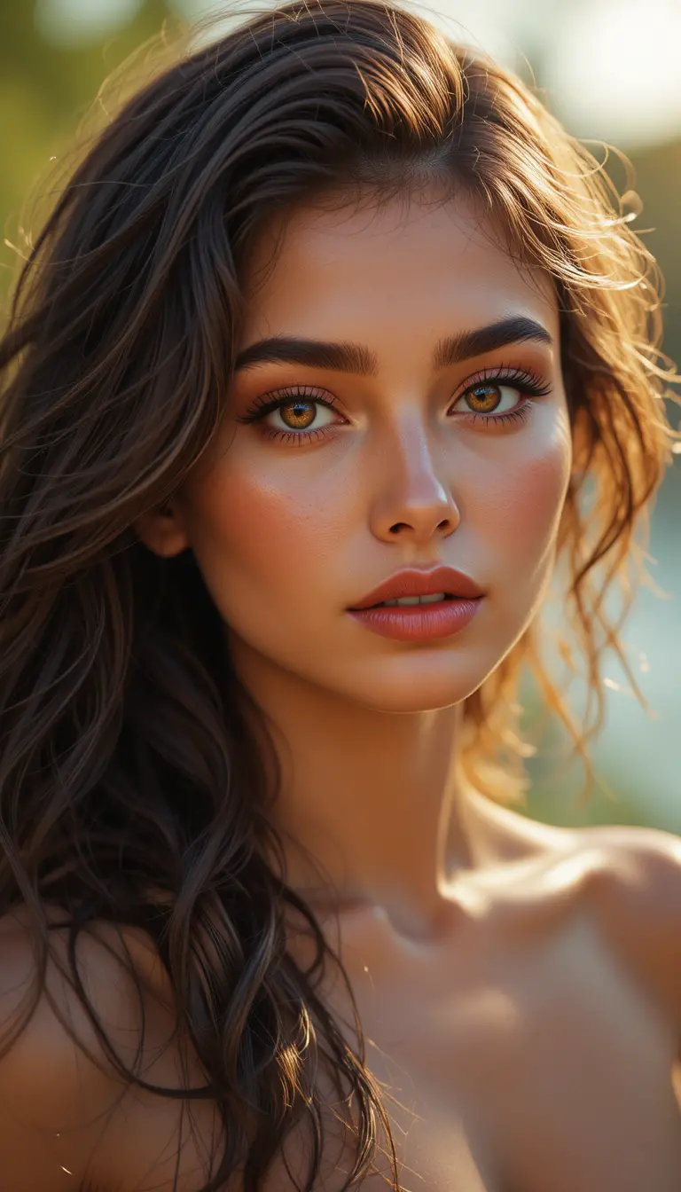 Brazilian woman portrait in warm natural outdoor light