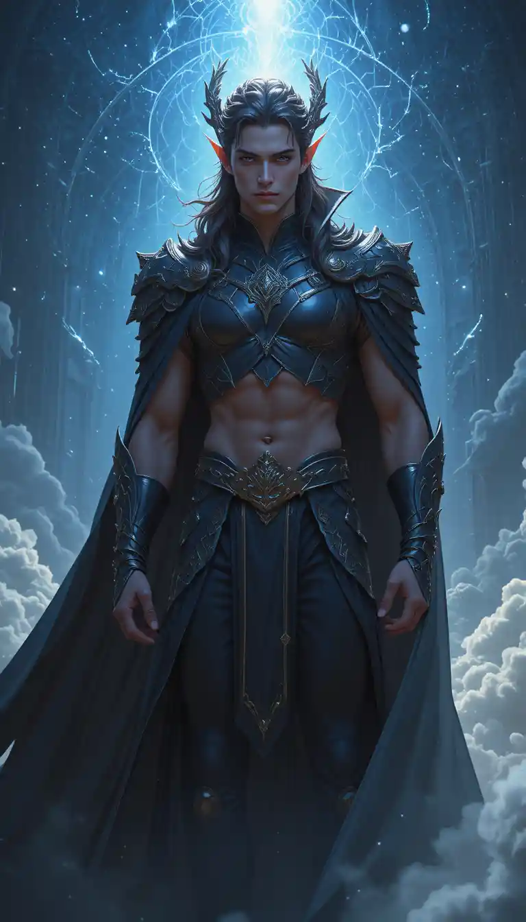 Grand homme de fantasy avec des traits de dragon et une cape noire