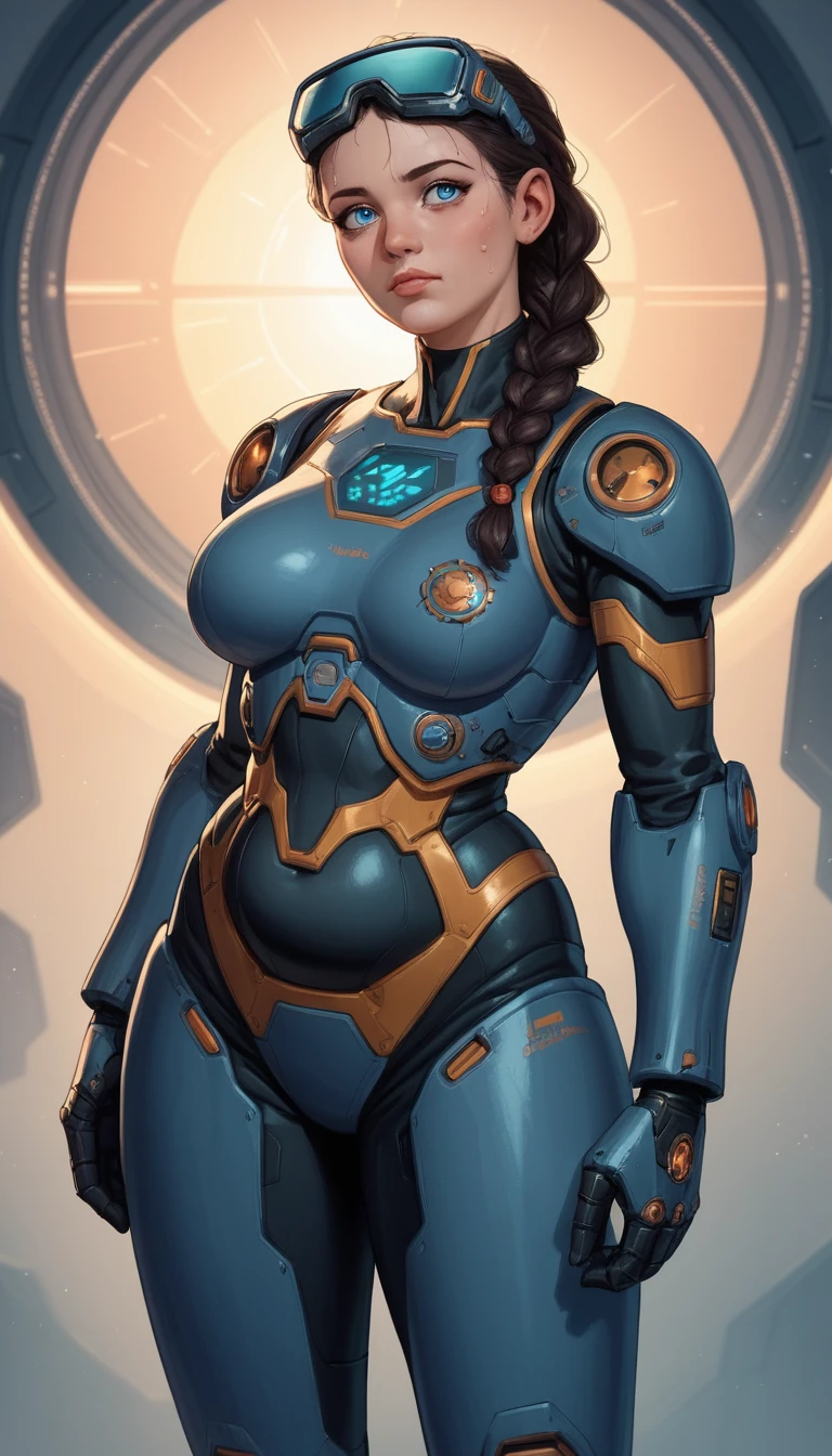 Héroïne d’anime sensuelle en tenue steampunk cybernétique