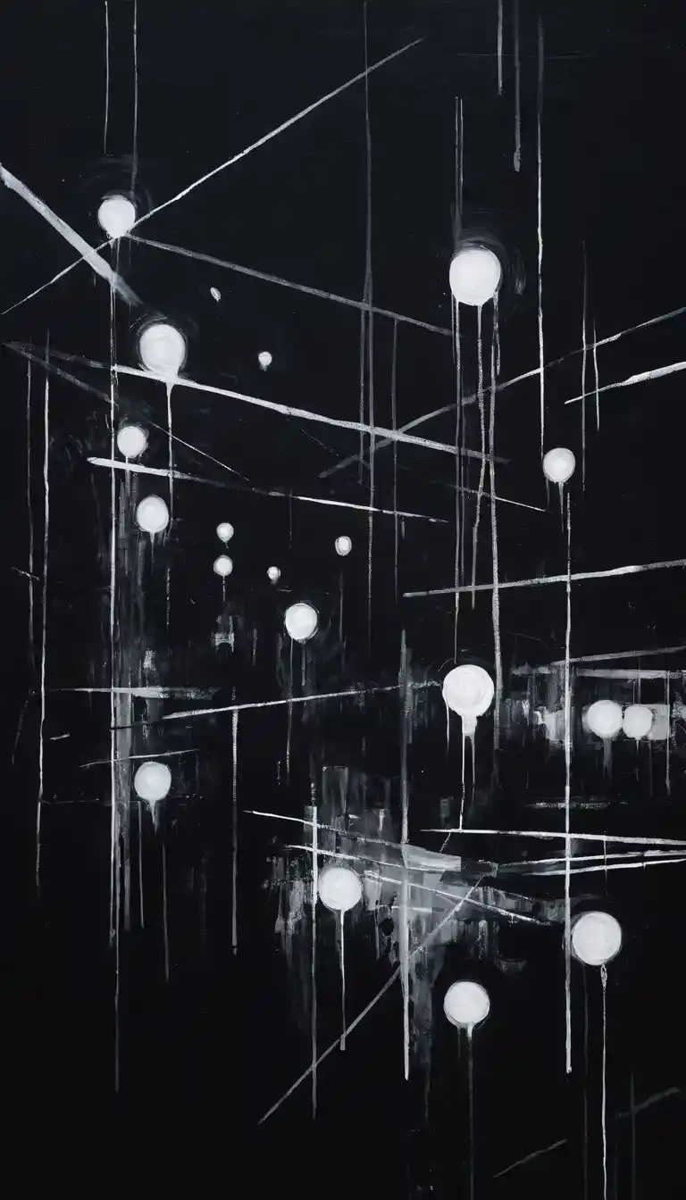 Primo piano di forme astratte monocromatiche in pittura digitale scura