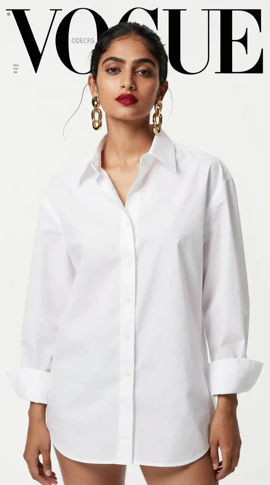 Portrait de mode d’une femme sud-asiatique confiante en chemise blanche