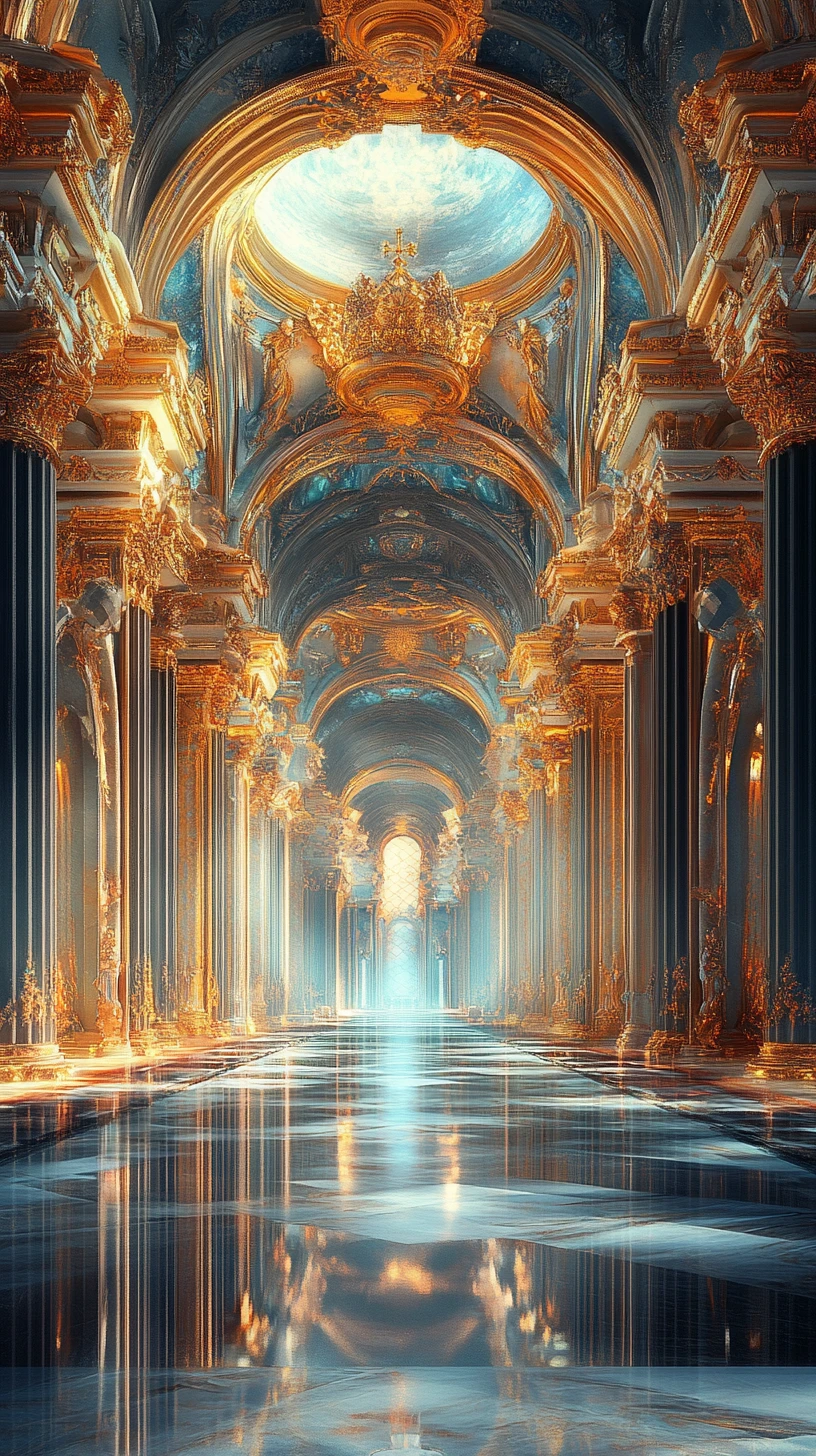 Cyber Renaissance cathedrals in glowing marble halls