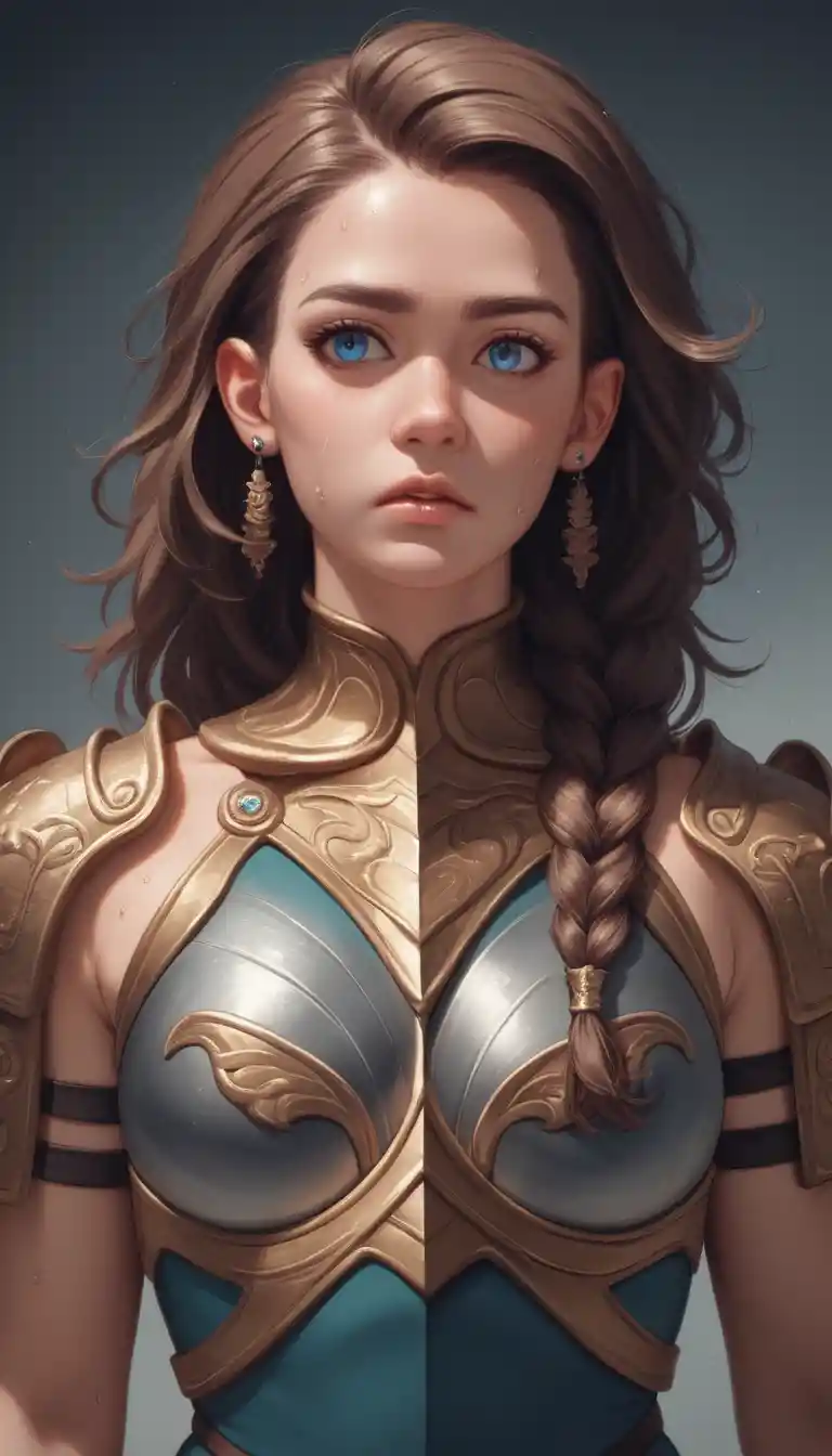 Héroïne anime fille dragon aux yeux bleus en armure