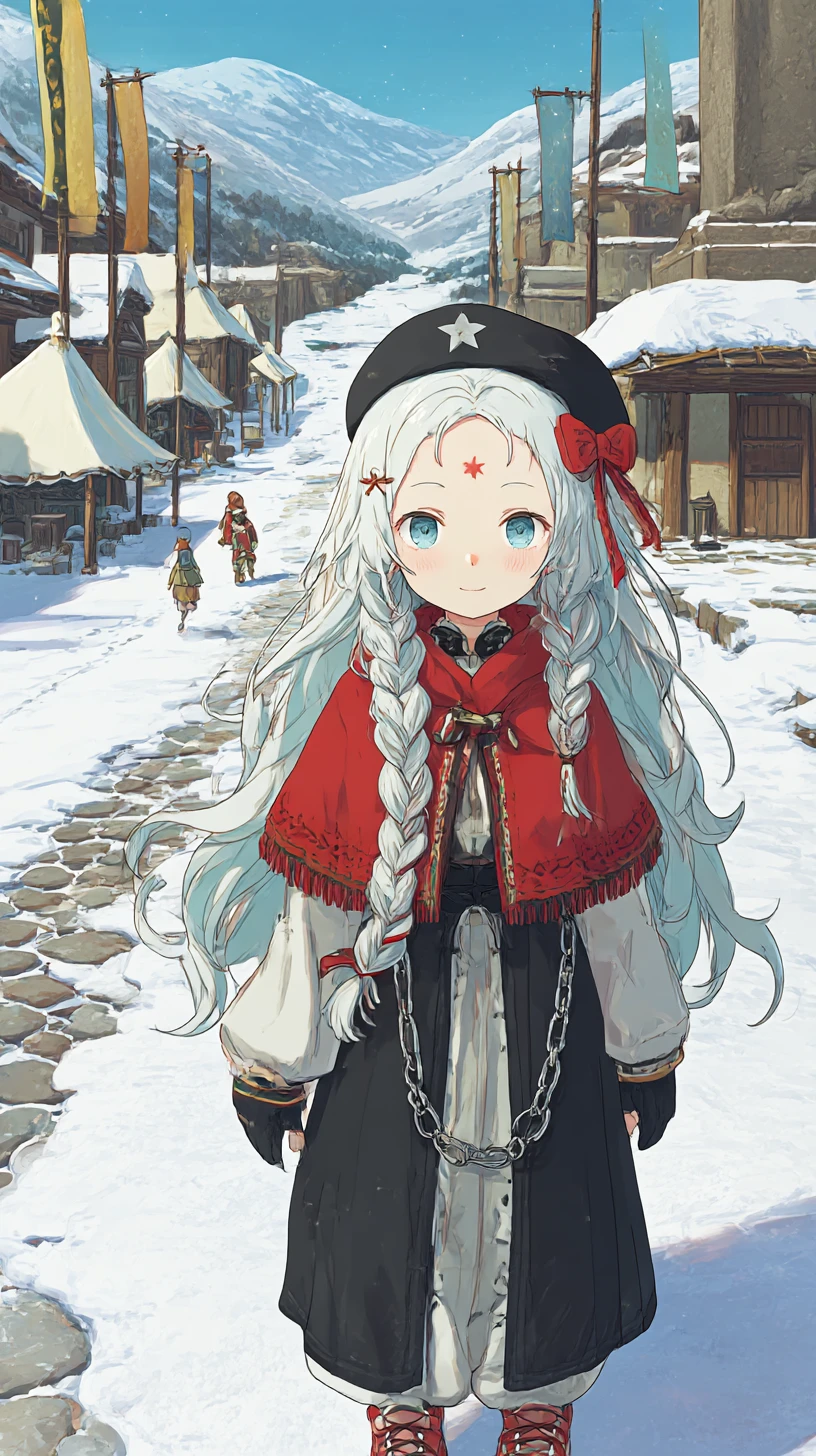 高聳鋼鐵結構旁的雪村教堂