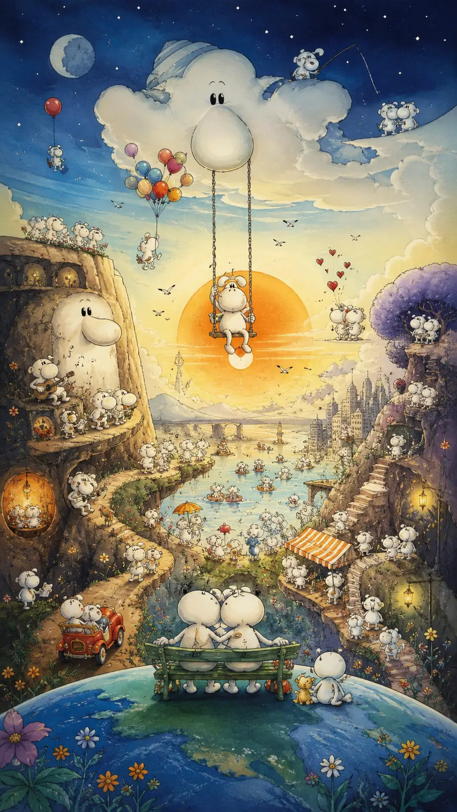 Epische digitale Illustration im emotionalen Mordillo-Stil
