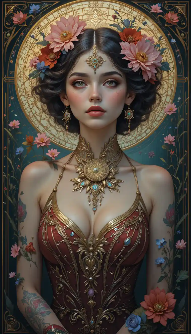 Retrato surreal de una mujer hermosa en un estilo romántico y luminoso