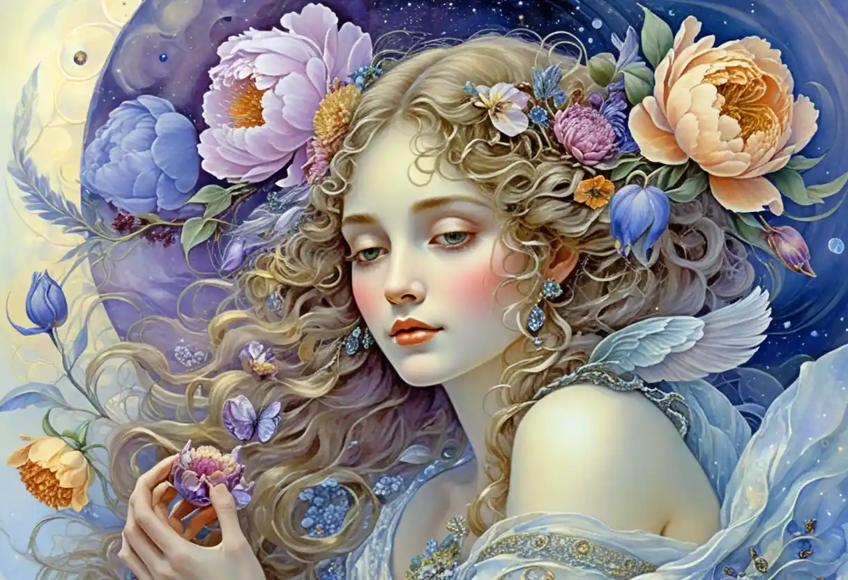 Vision florale romantique de pur bonheur aux couleurs lumineuses
