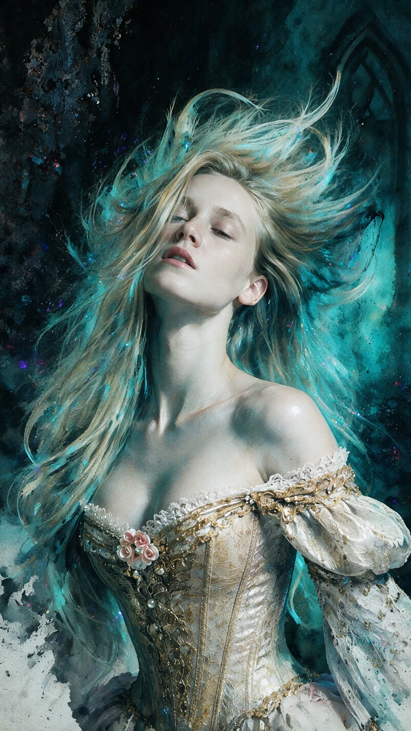 Bleeding ink dissolving into luminous abstract blue haze