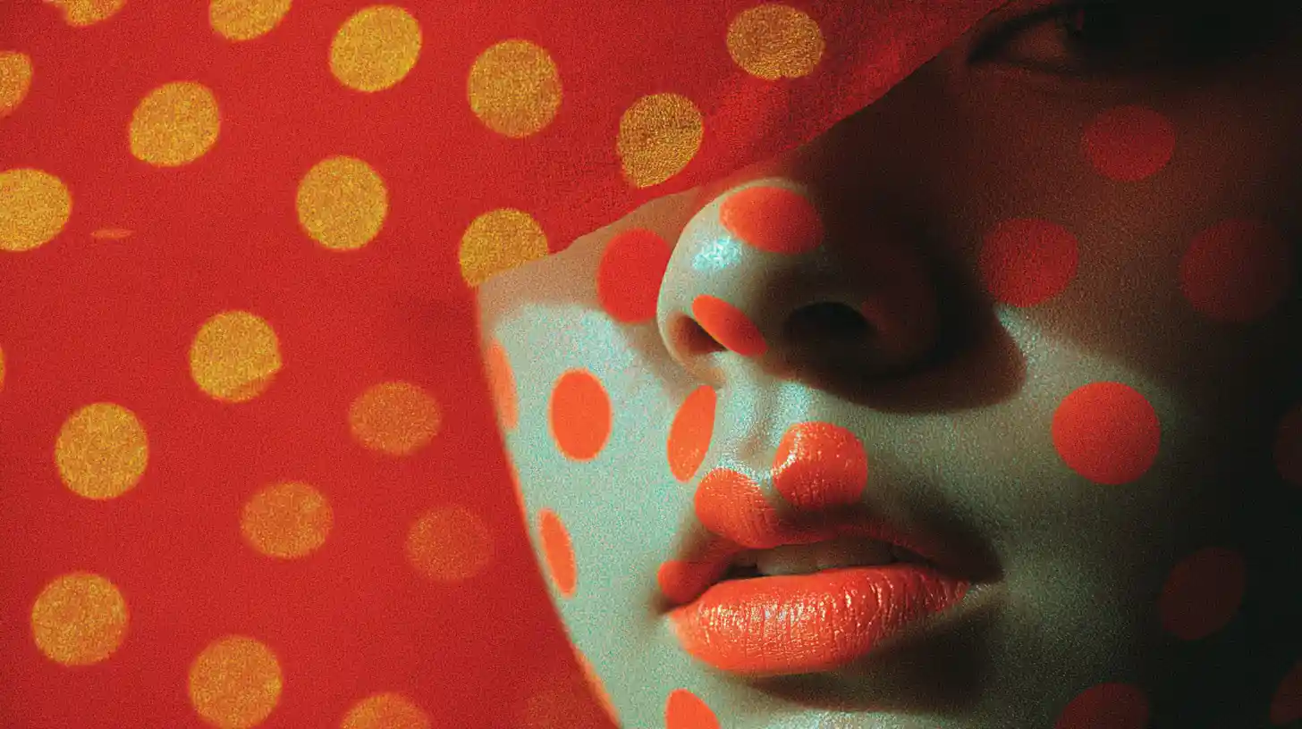 Univers surréaliste de pois en rouge vif et indigo