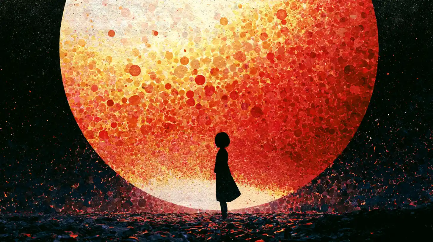 Whimsical surreal universe of dots in rich contrasting colors