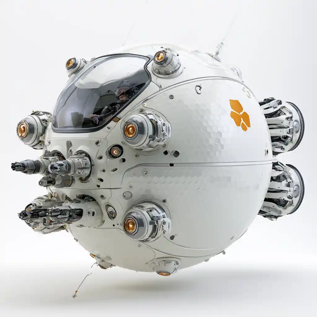 球形単座宇宙戦闘機（パイロットキャノピーが見える）