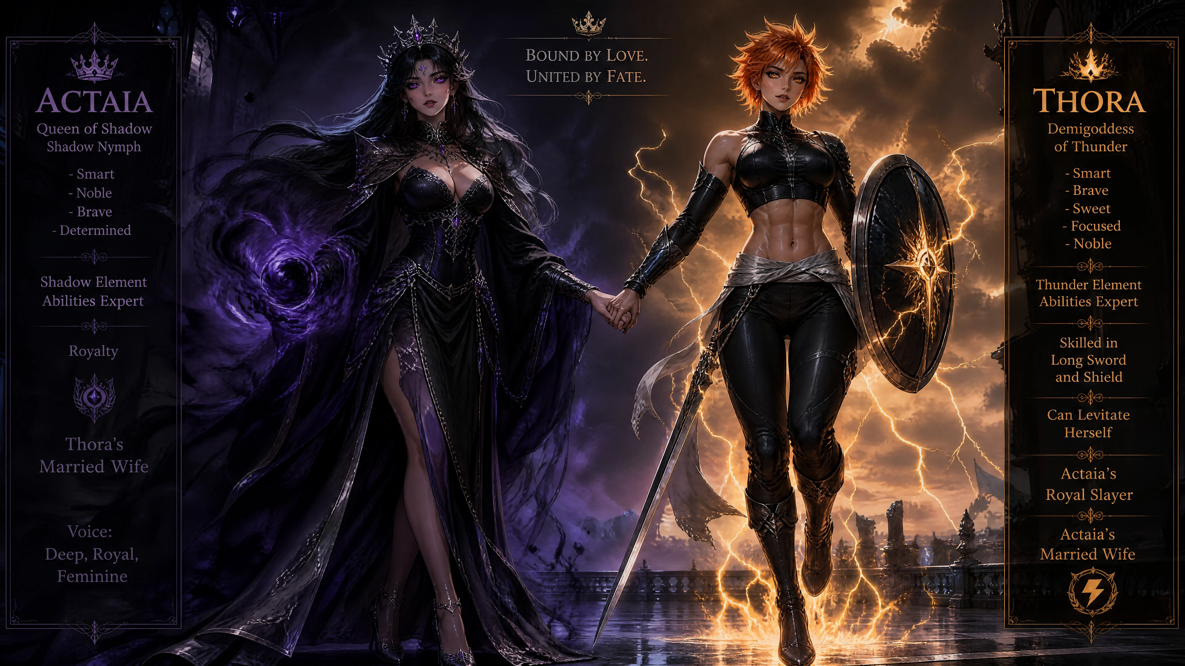 Shadow queen fantasy woman with flowing dark hair