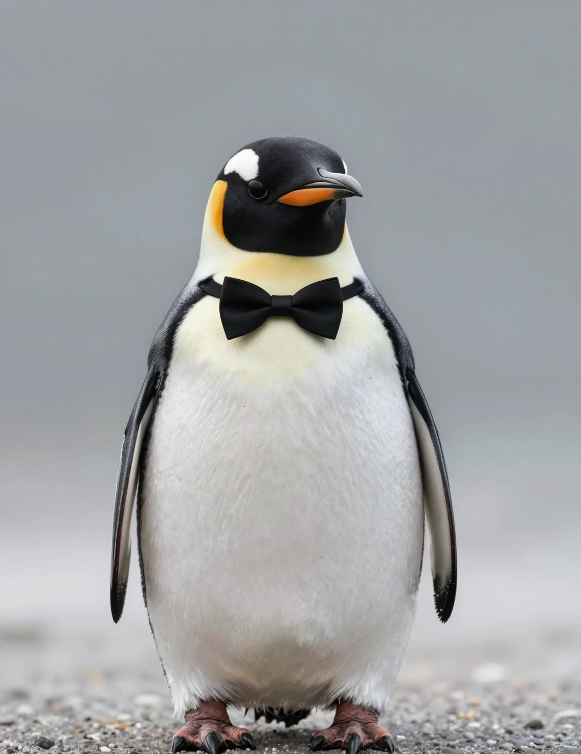 Pingüino elegante con pajarita en retrato de estilo cinematográfico
