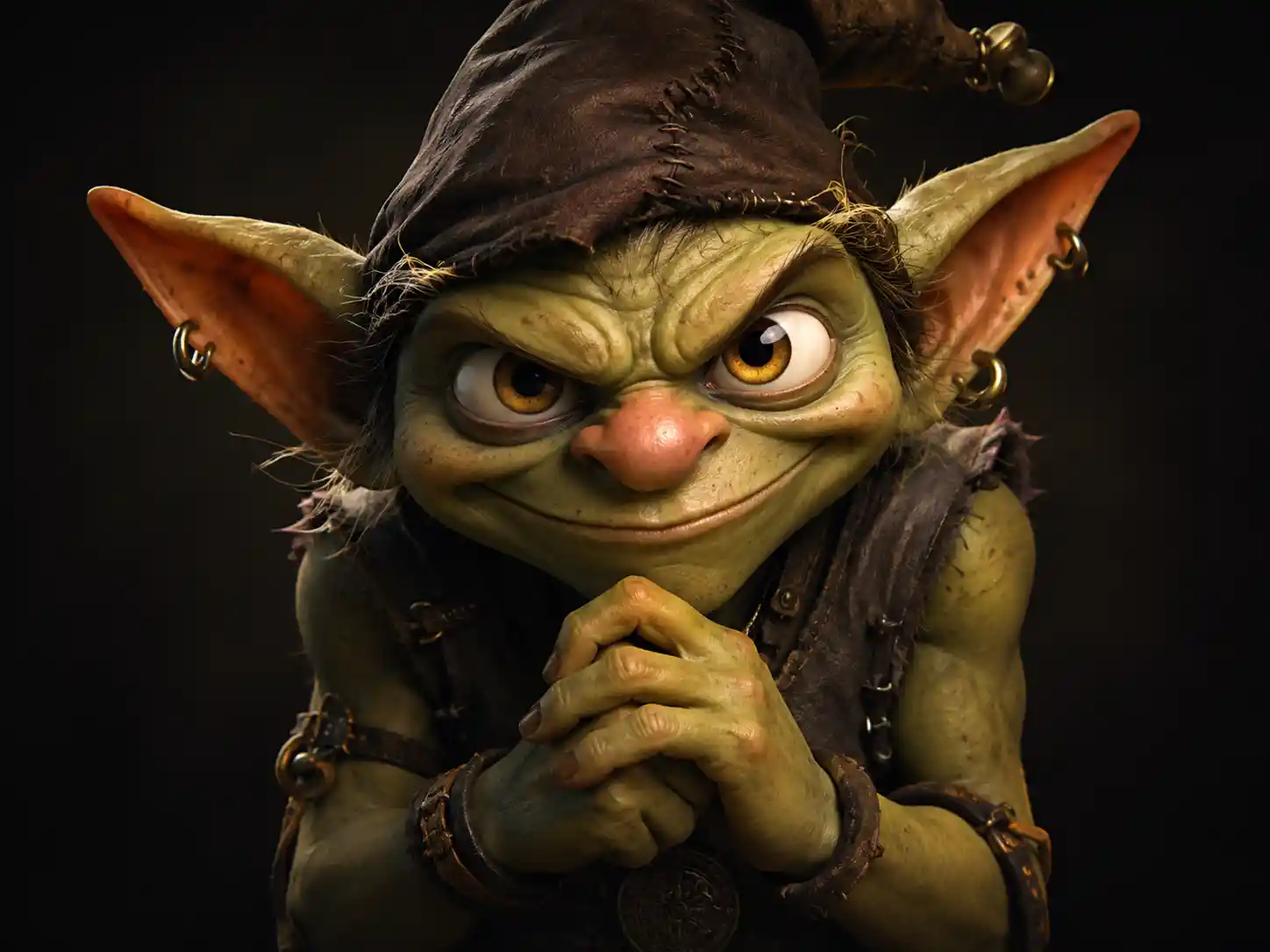 Personagem Goblin Travesso em Dramático Close 3D
