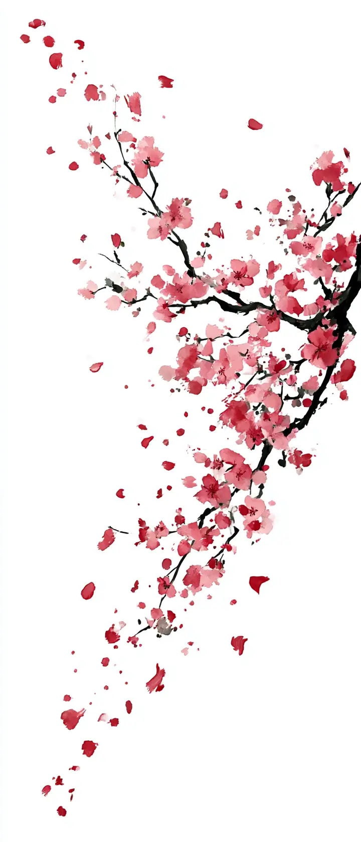 極簡刺青風格中旋舞的櫻花花瓣