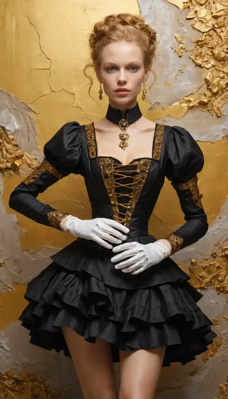 Peinture en impasto d’une femme concentrée dans un atelier steampunk