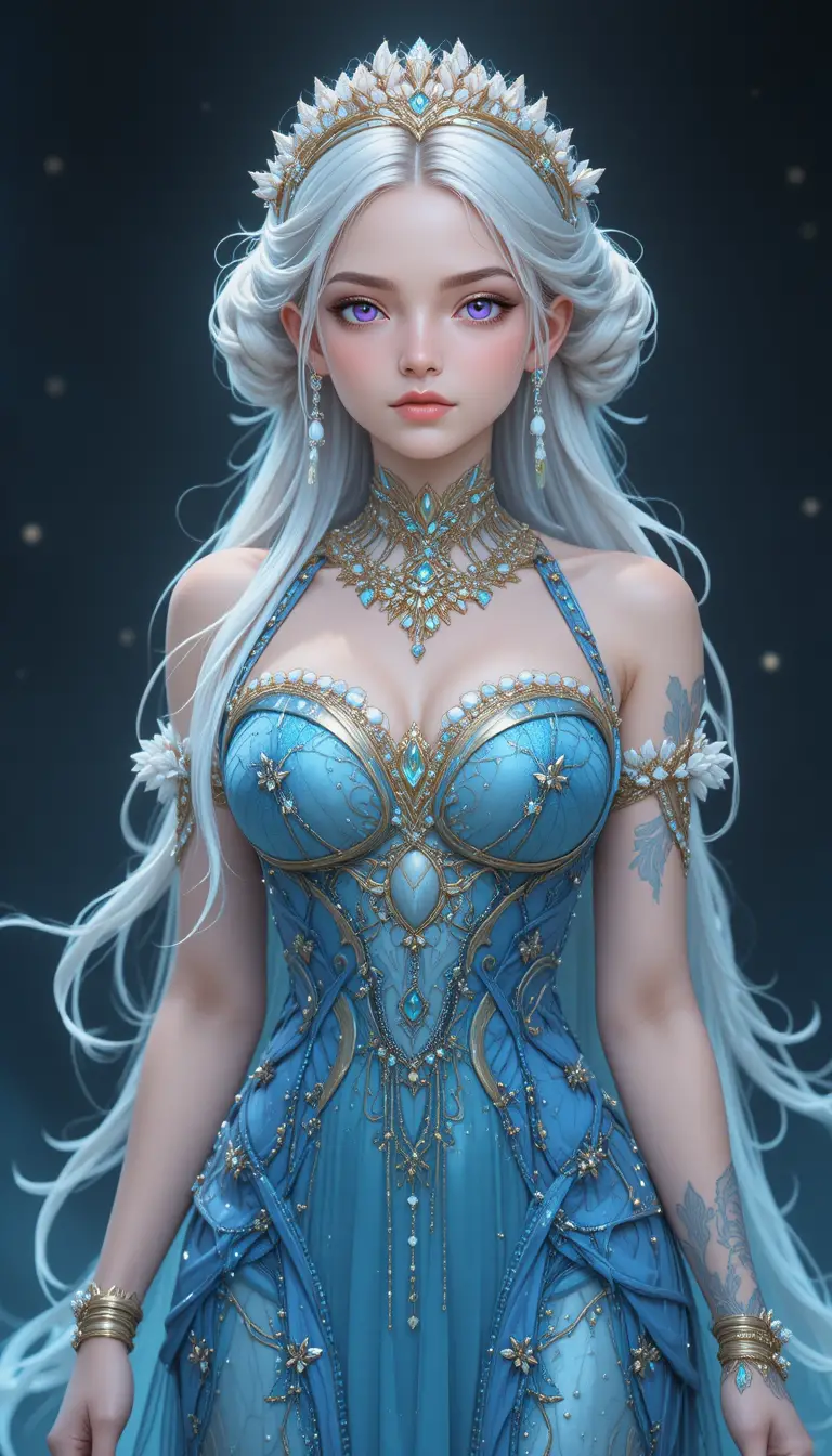 Elegante sirena in stile anime con coda turchese