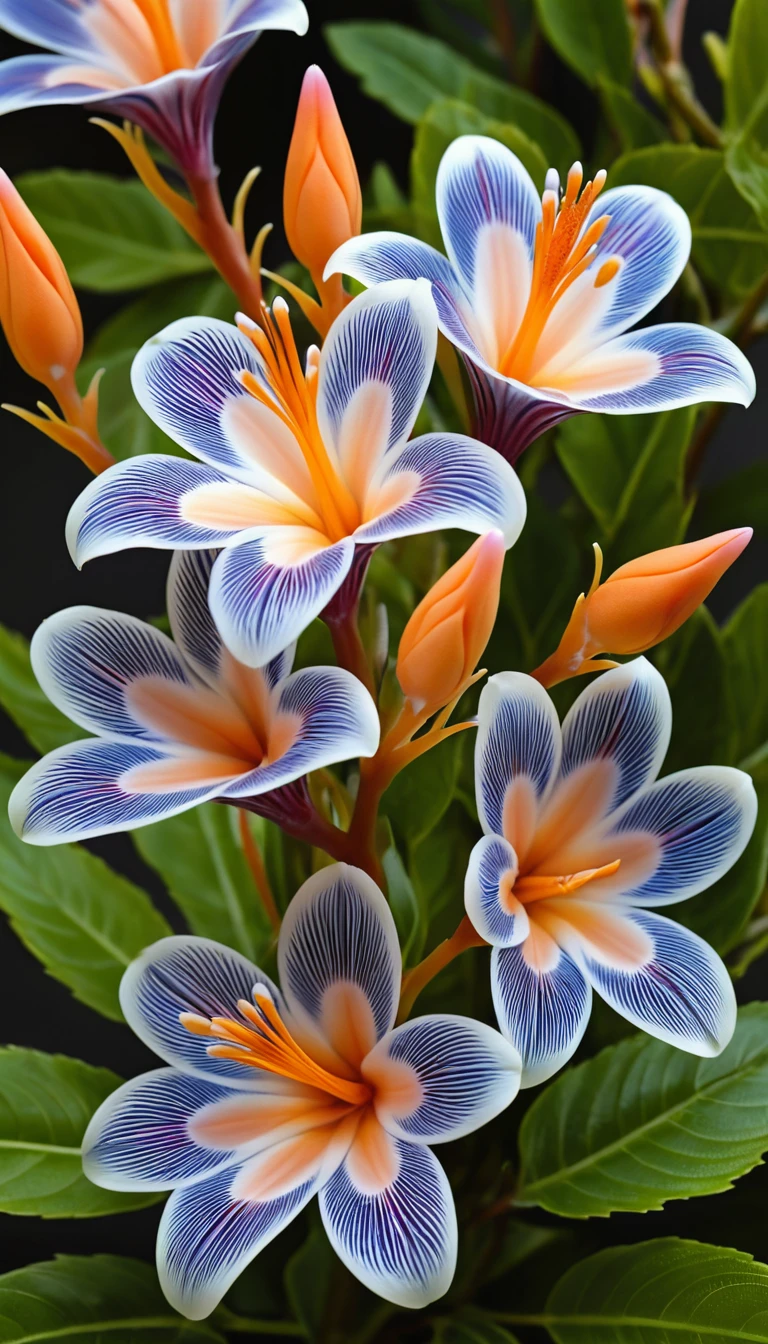 Nahaufnahme exotischer, federartiger Gartenblumen im Tageslicht