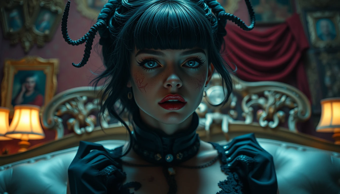 Mulher surreal entre móveis demiúrgicos rebeldes em meio ao silêncio