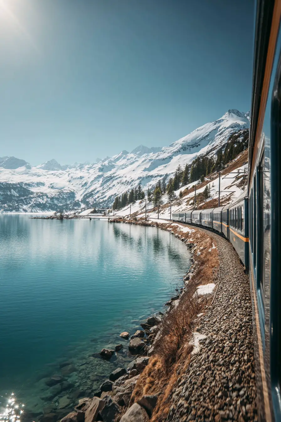 Panoramafahrt mit dem Zug durch die Schweizer Alpen