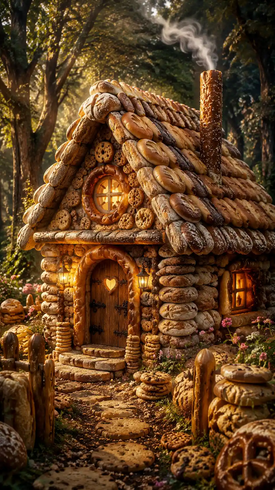 Acogedora Cabaña de Pan en un Claro de Bosque Fantástico