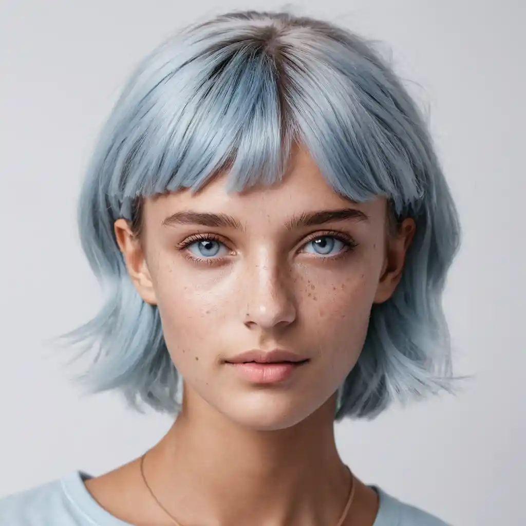 Close-up de mulher alemã com cabelo azul pastel