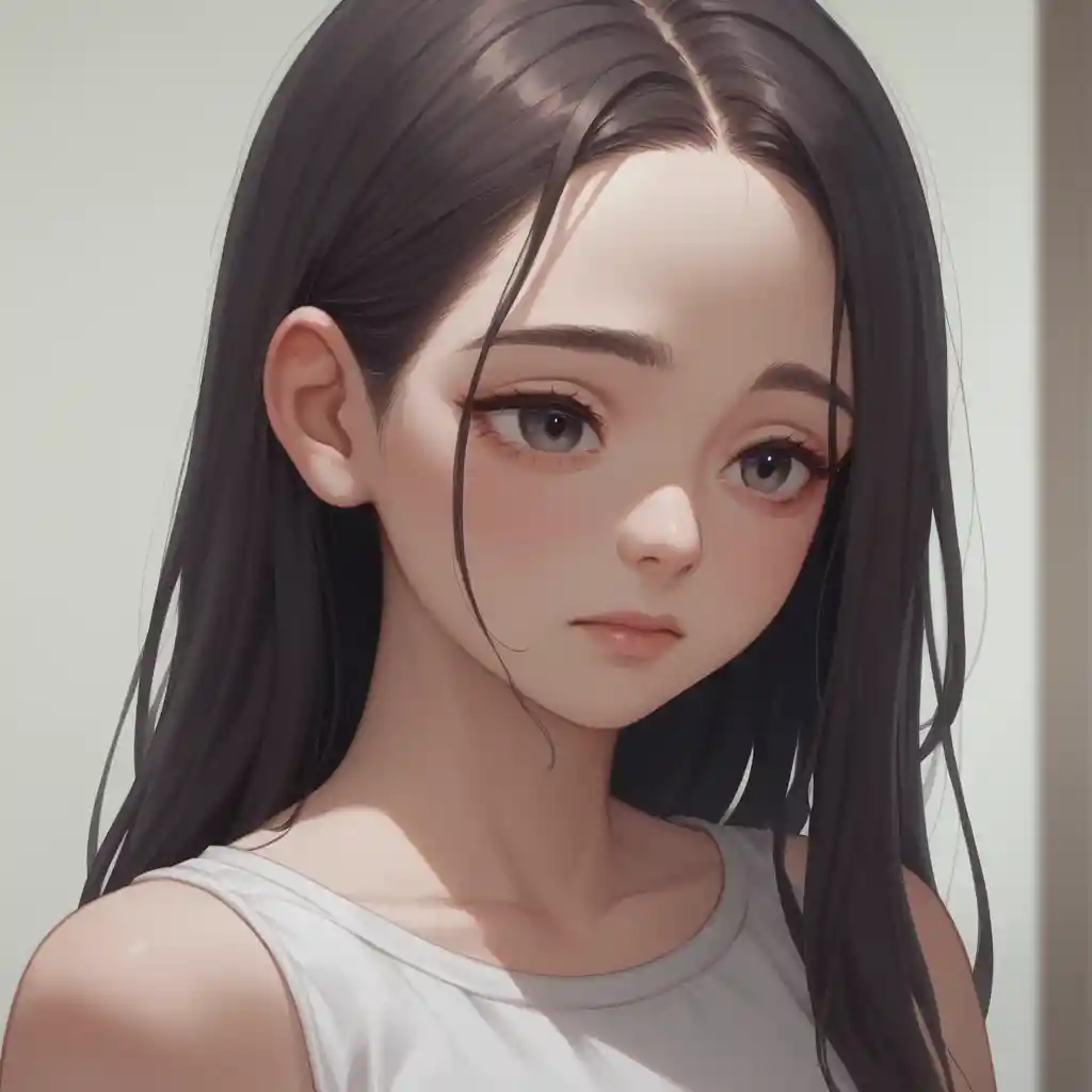 Crying anime girl portrait with teary expressive eyes