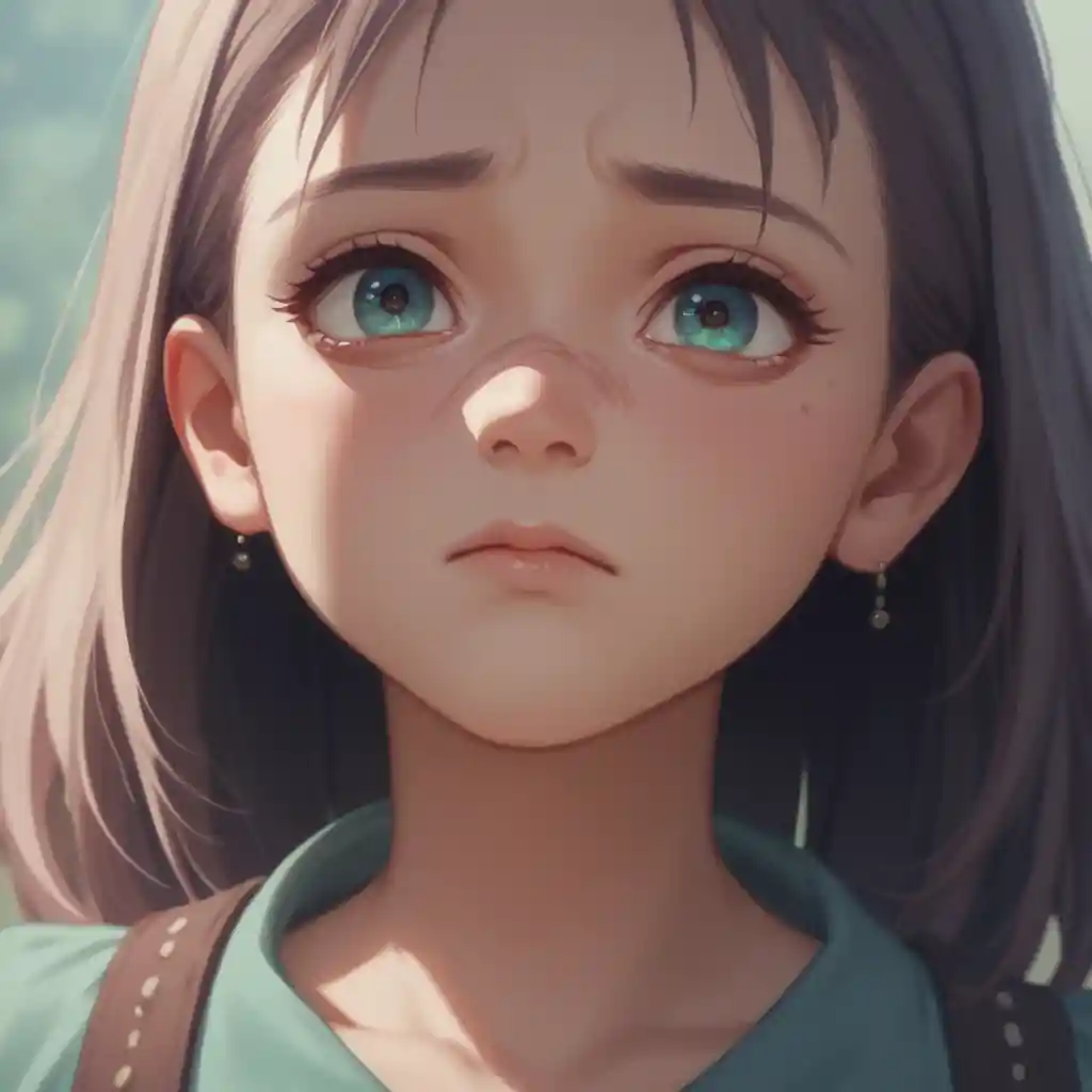 Joven mujer llorando en retrato de anime detallado