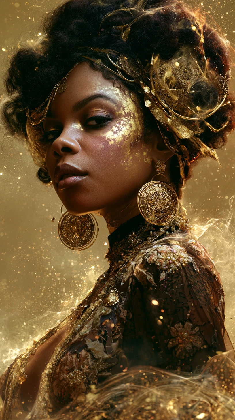 Mulher de pele morena com cabelo afro natural brilhante